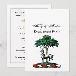 Invitation Cerf Daim devant un Arbre Blason Emblématique