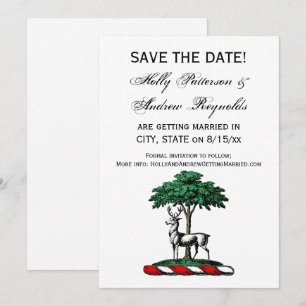 Invitation Cerf Daim devant un Arbre Blason Emblème Héraldiqu
