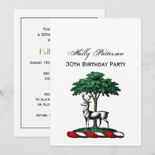 Invitation Cerf Daim devant un Arbre Emblème de Crête Héraldi