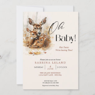 Invitation Cerf d'aquarelle rustique et crevettes jumelles