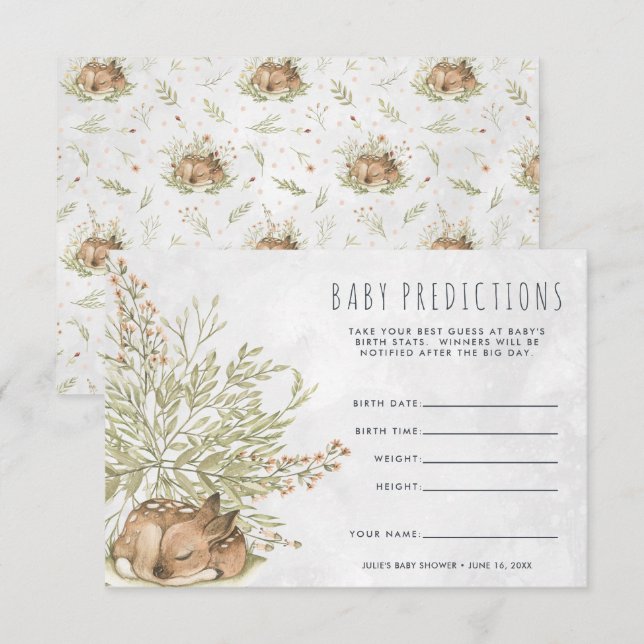 Invitation Cerf de forêt | Jeu de devination de Baby shower (Devant / Derrière)