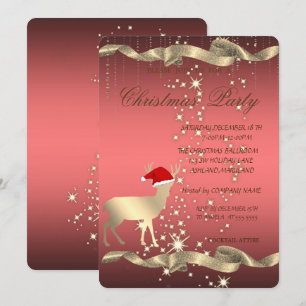 Invitation Cerf de Noël élégant Chapeau de Père Noël, Fête de