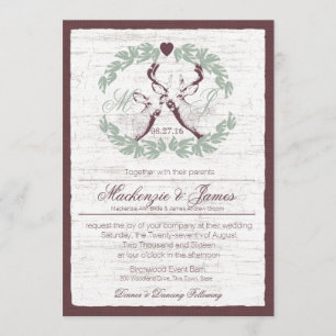 Invitation Cerf en couronne avec Monogramme