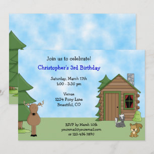 Invitation Cerf mignon, Animaux des bois et Anniversaire Cabi