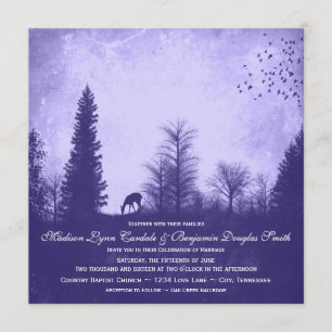 Invitation Cerf rustique dans les arbres Mariage violet Invit