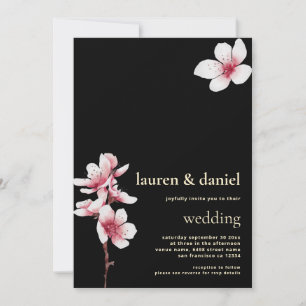 Invitation Cerise Blossom QR Champagne Or Noir