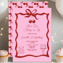 Cerise chic sur le dessus Bow rose et rouge 1er an