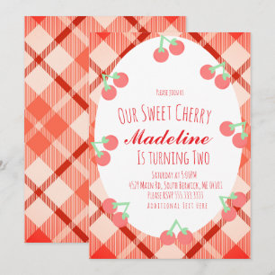Invitation Cerise Dessinée à la Main Anniversaire Sucré