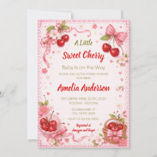 Invitation Cerise Douce Coquette Fille Fête de Naissance