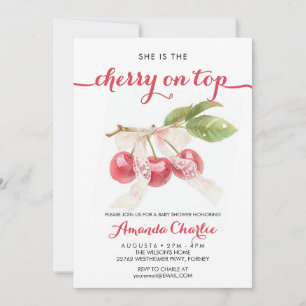 Invitation Cerise mignonne sur le Baby shower fille supérieur