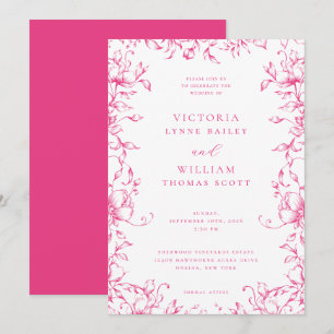 Invitation Cerise Pink Garden Floral Mariage