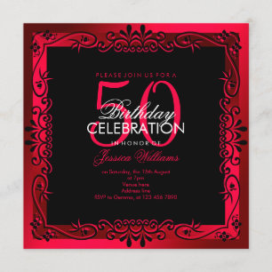 Invitation Cérise romantique Décoratif encadré 50e anniversai