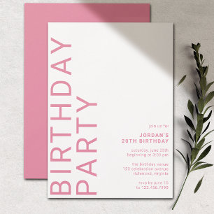 Invitation Cerise rose chaude   Fille moderne n'importe quel 