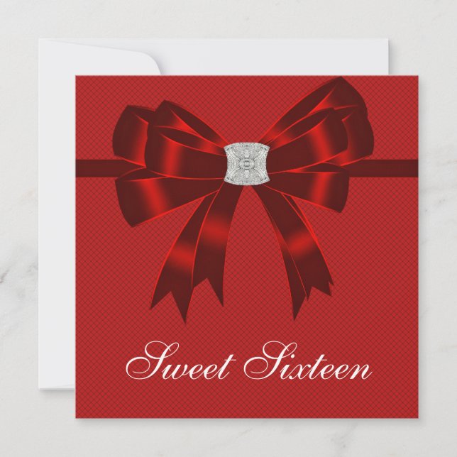 Invitation Cerise Rouge Sweet sixteen fête d'anniversaire (Devant)
