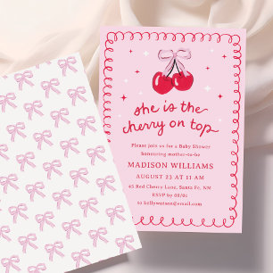 Invitation Cerise sur le Baby shower Coquette