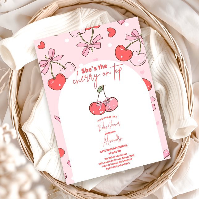 Invitation Cerise sur le Baby shower supérieur (Créateur téléchargé)