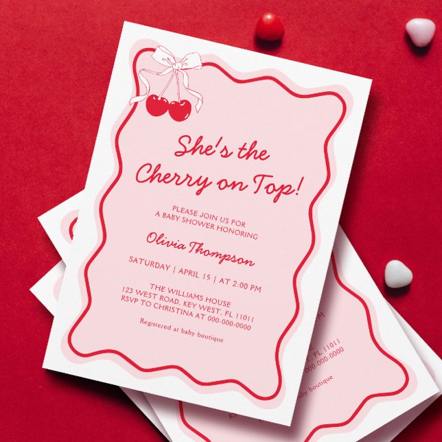 Invitation Cerise sur le Baby shower supérieur (Créateur téléchargé)