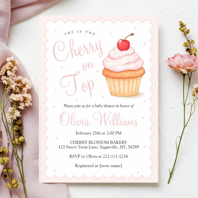 Invitation Cerise sur le Baby shower supérieur (Créateur téléchargé)