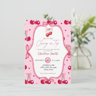 Invitation Cerise sur le Baby shower supérieur rose Fleur rub