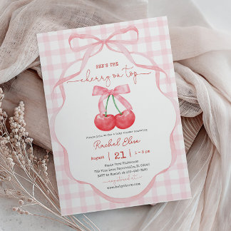 Invitation Cerise sur le dessus avec Baby Shower Bébé au Ruba