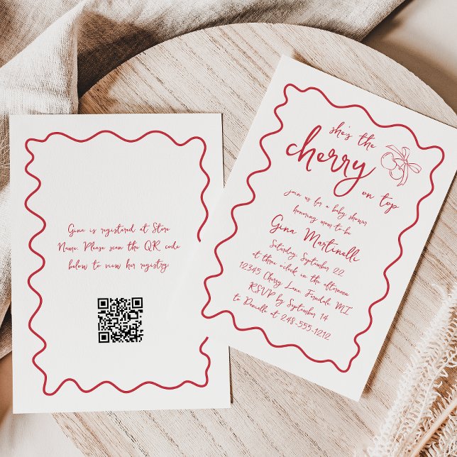Invitation Cerise sur le dessus Baby shower de fille rouge ma (Créateur téléchargé)
