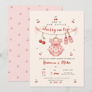 Invitation Cerise sur le dessus Coquette Ruban Rose Fille Bab