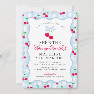 Invitation Cerise Sweet Bleu Coquette Bow En vichy Anniversai