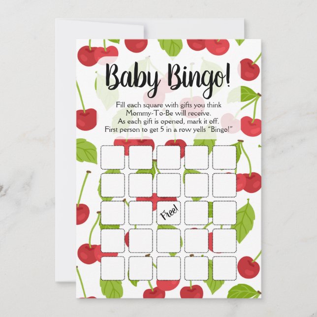 Invitation Cerises Bingo Jeu de douche Bingo Cerise Rouge (Devant)