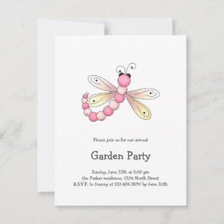 Invitation Cerises de campagne ・ libellule rose et abricot.