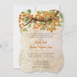 Invitation Cerisier de corail Fleur Thé Stain Wedding Invite