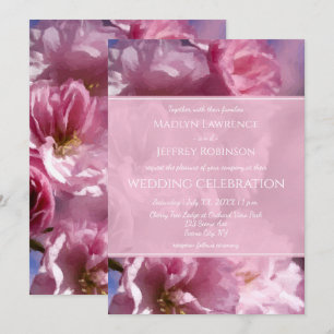 Invitation cerisier rose fleurs mariage de printemps