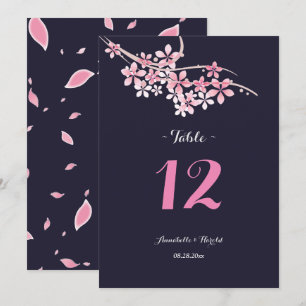 Invitation Cerry Blossom marine Table blanche à fleurs mariag