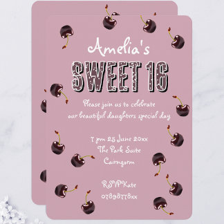 Invitation Cerry Sweet 16 Soirée personnalisée