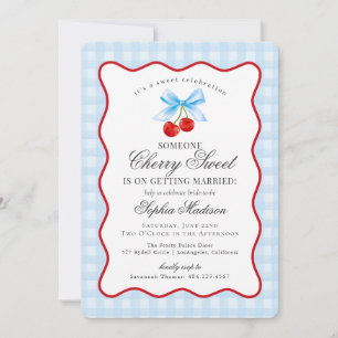 Invitation Cerry Sweet Blue Coquette En vichy Fête des mariée