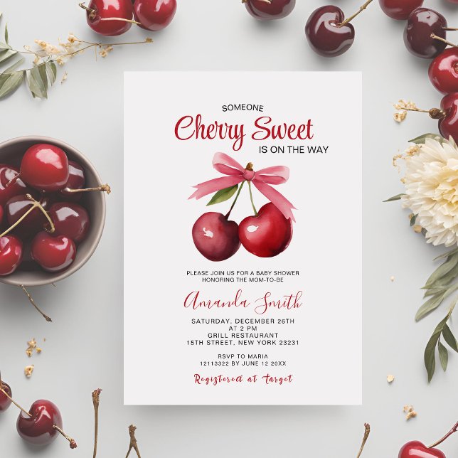 Invitation Cerry Sweet Bow est sur le chemin Baby shower (Créateur téléchargé)