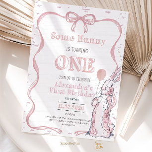 Invitation Certain Lapin a un an et lapin de Pâques de printe