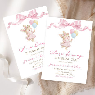 Invitation Certains Bunny Girl Rose Fête son Premier Annivers