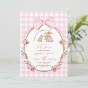 Invitation Certains Lapin est En Route Arc Rose Baby Shower