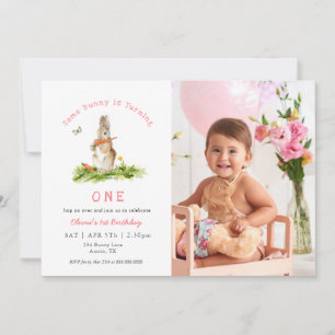 Invitation Certains lapin Lapin Fille 1er anniversaire Photo