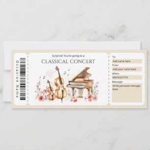 Invitation Certificat Cadeau Billet de Musique Classique