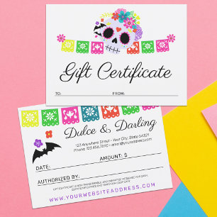 Invitation Certificat cadeau Crâne sucre Calavera Papel Picad