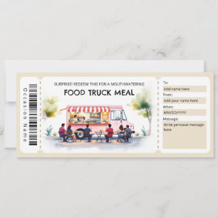 Invitation Certificat-cadeau de billet de Food Truck