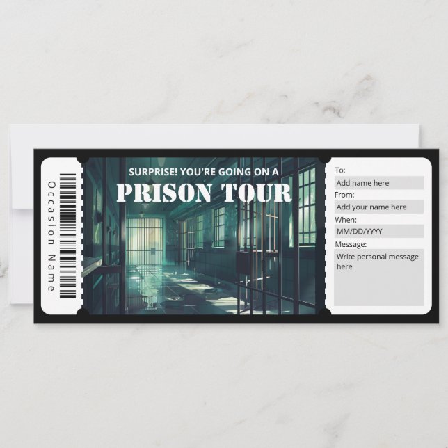 Invitation Certificat cadeau de billet d'excursion en prison (Devant)
