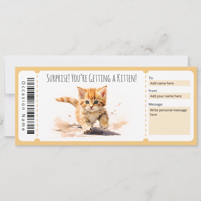 Invitation Certificat cadeau de chaton modifiable pour amoure (Devant)