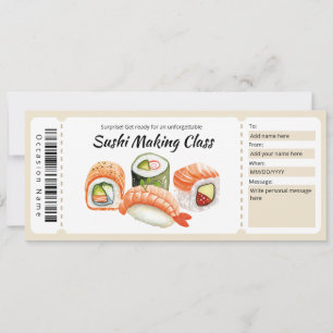 Invitation Certificat cadeau de classe Sushi Making