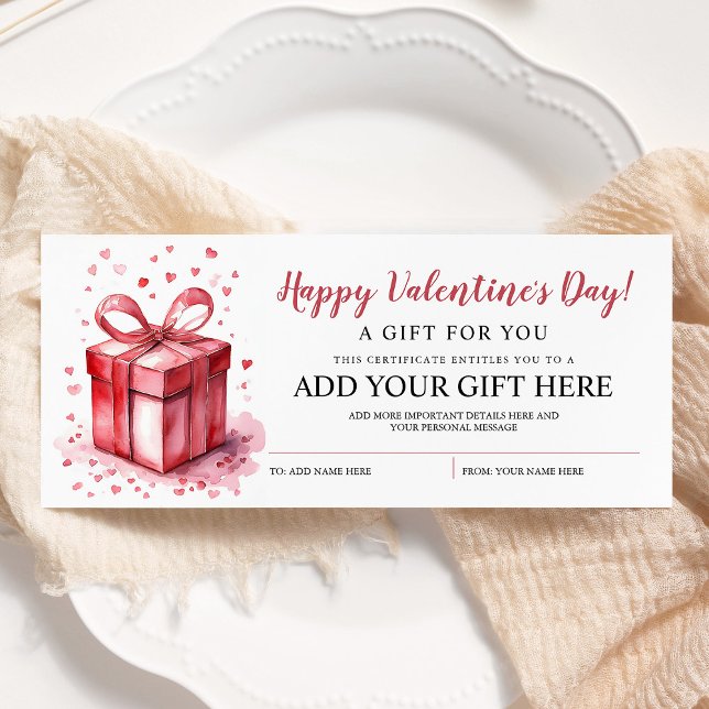 Invitation Certificat cadeau de jour Valentines (Créateur téléchargé)