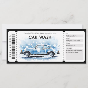 Invitation Certificat Cadeau de Lavage de Voiture
