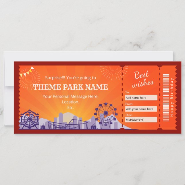 Invitation Certificat cadeau de parc d'attractions (Devant)