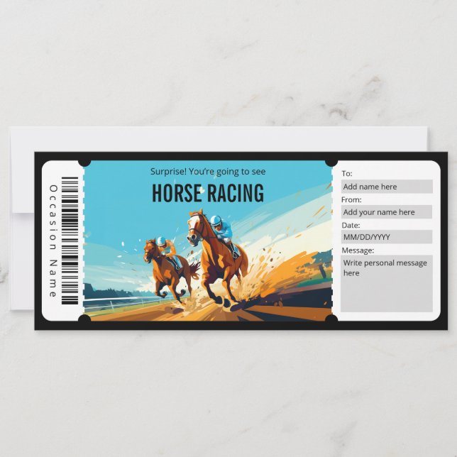 Invitation Certificat cadeau de surprise Horse Racing (Devant)