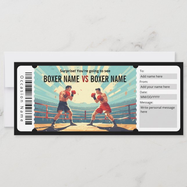 Invitation Certificat cadeau de ticket de boxe surprise (Devant)